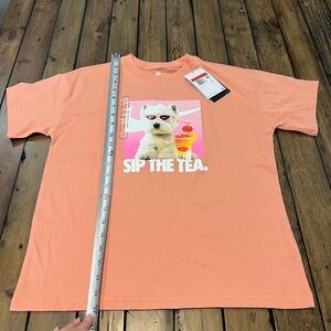 Nike Peach T-Shirt Sip The Tea Graphic Girls Large